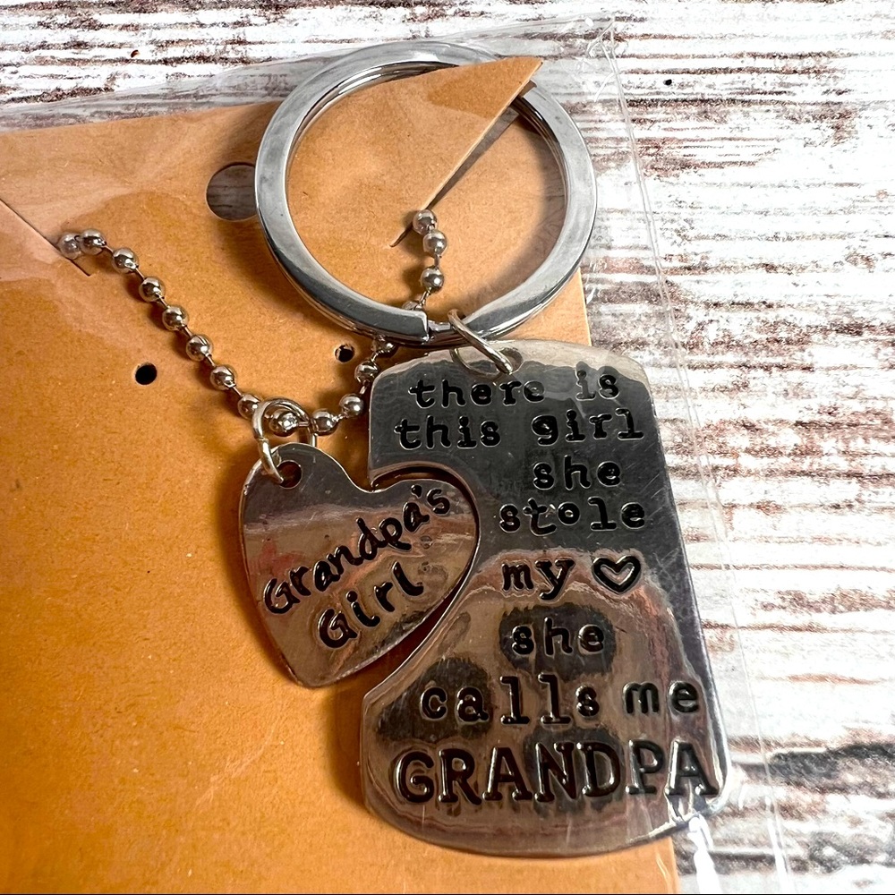 2 piece Necklace & Keychain Grandfather Gift Set.